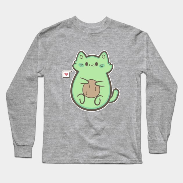 avocado cat Long Sleeve T-Shirt by ArtStopCreative